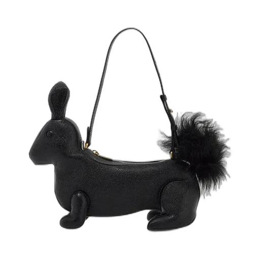 Squirrel-Motif Zipped Shoulder Bag