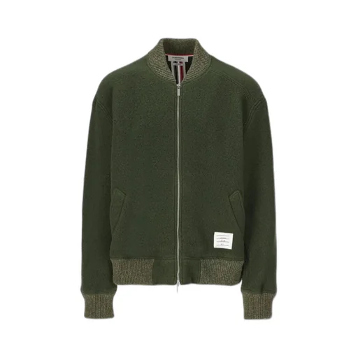 Stripe-Detailed Zipped Bomber Jacket