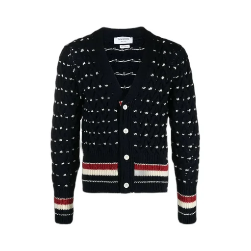 Rwb Stripe V-Neck Knitted Cardigan
