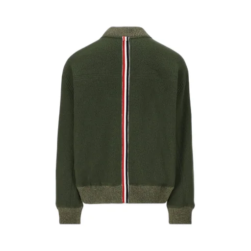 Stripe-Detailed Zipped Bomber Jacket