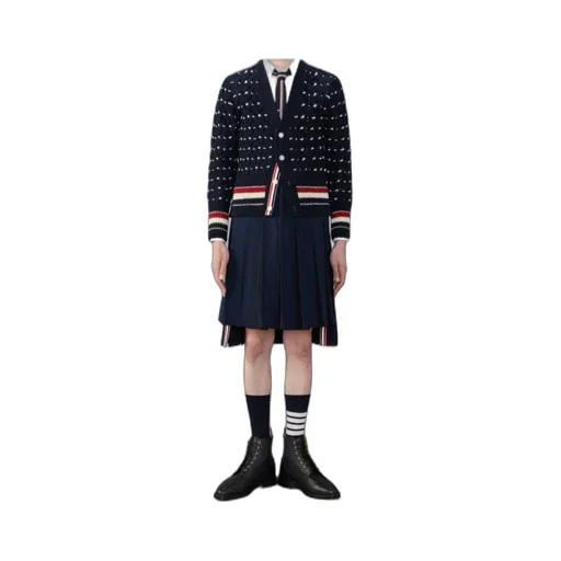 Rwb Stripe V-Neck Knitted Cardigan