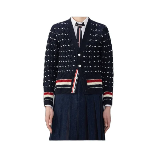 Rwb Stripe V-Neck Knitted Cardigan