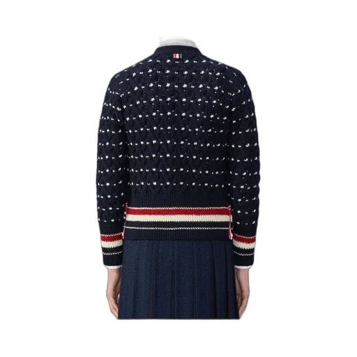 Rwb Stripe V-Neck Knitted Cardigan