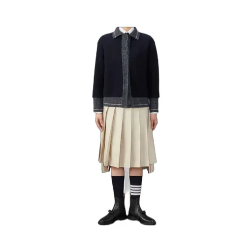 Speckled-Trim Long-Sleeved Cardigan