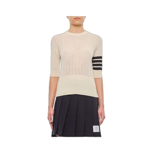 Four-Stripe Detailed Ribbed Knitted Top