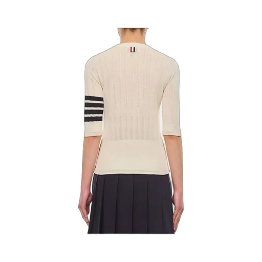 Four-Stripe Detailed Ribbed Knitted Top