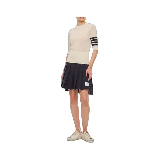 Four-Stripe Detailed Ribbed Knitted Top