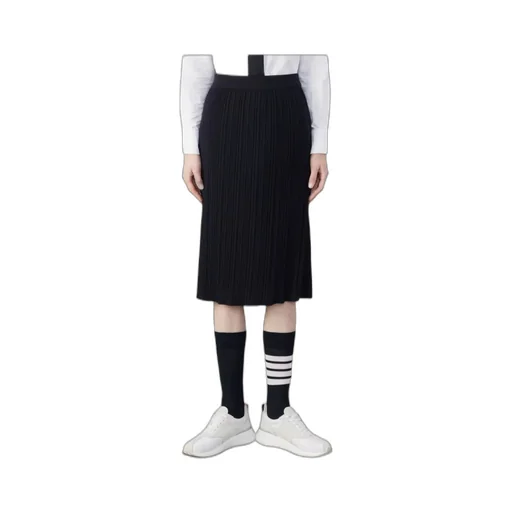 Plissé Virgin Wool Midi Skirt