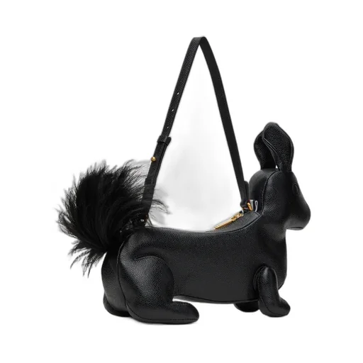 Squirrel-Motif Zipped Shoulder Bag