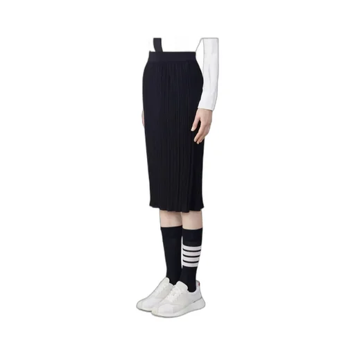 Plissé Virgin Wool Midi Skirt
