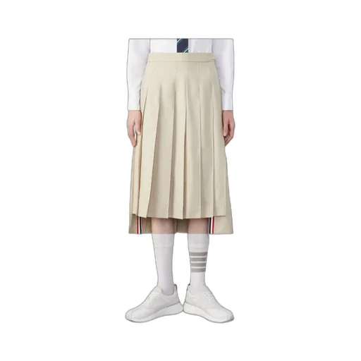 Rwb-Tab High-Low Hem Pleated Midi Skirt