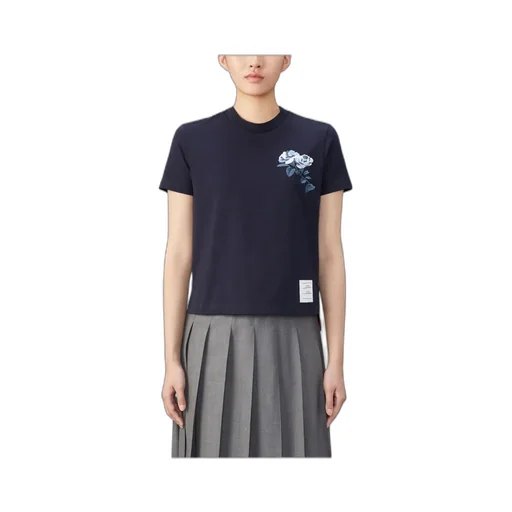 Rose-Embroidered Crewneck T-Shirt