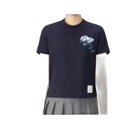 Rose-Embroidered Crewneck T-Shirt