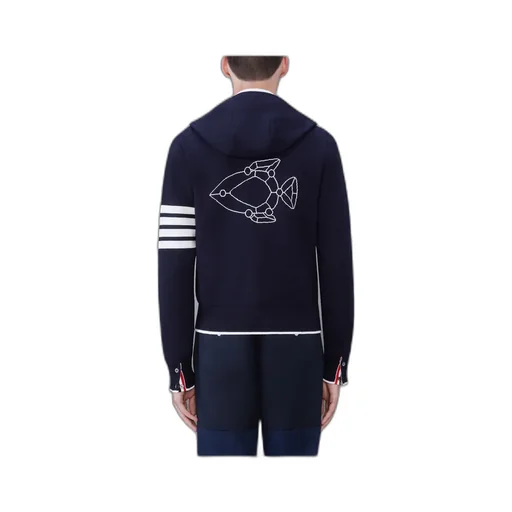 Fish 4-Bar Striped Zipped Hoodie