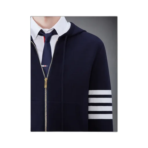 Fish 4-Bar Striped Zipped Hoodie