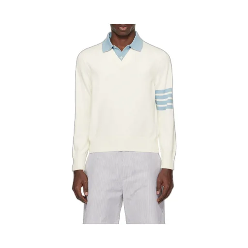 4-Bar Knitted Long-Sleeved Polo Shirt