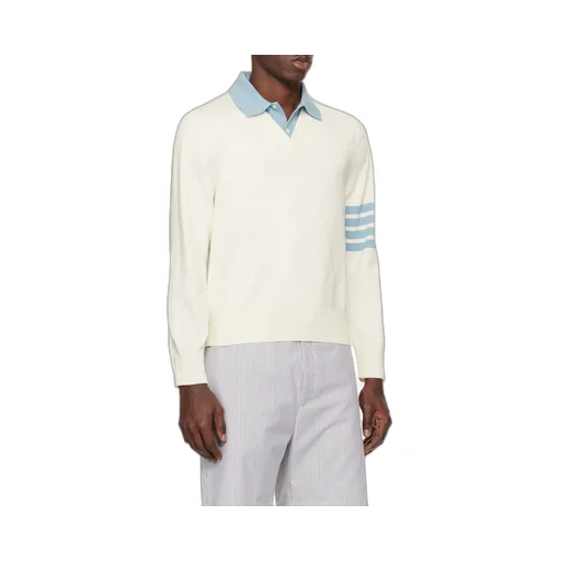 4-Bar Knitted Long-Sleeved Polo Shirt