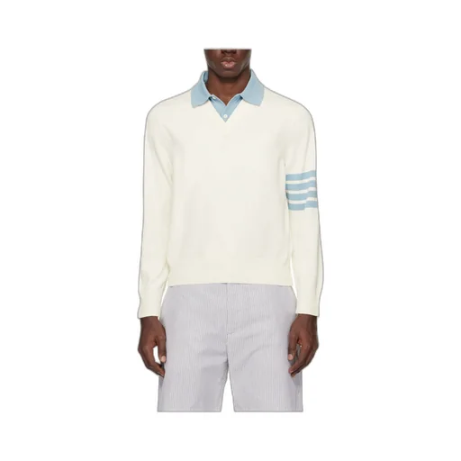 4-Bar Knitted Long-Sleeved Polo Shirt