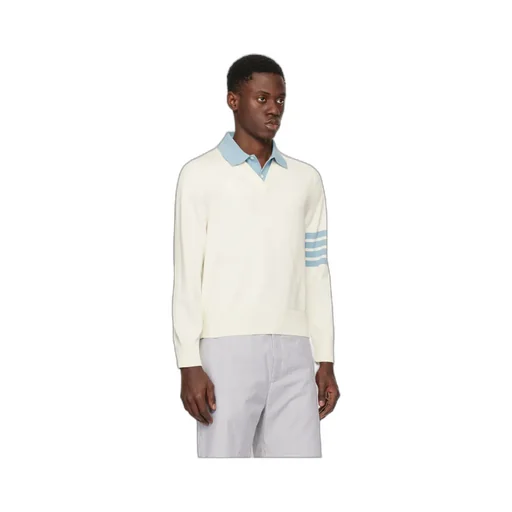 4-Bar Knitted Long-Sleeved Polo Shirt