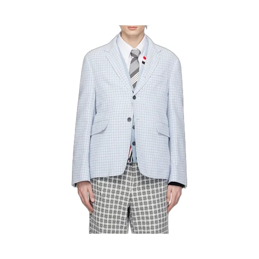 Check-Pattern Single-Breasted Blazer