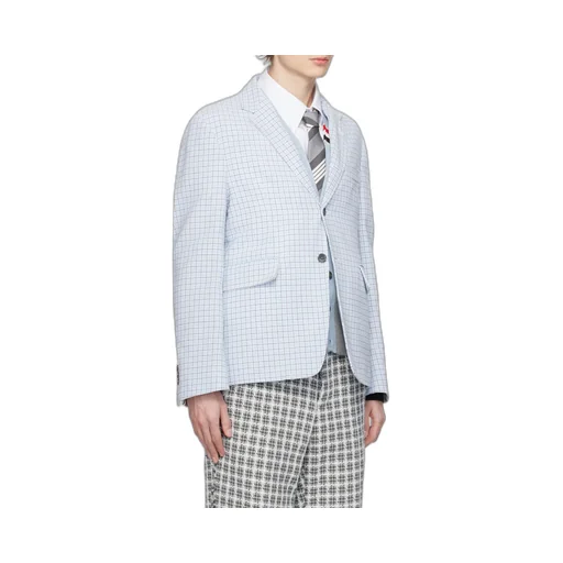 Check-Pattern Single-Breasted Blazer
