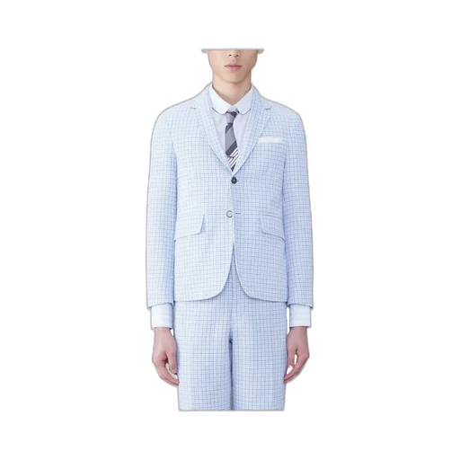 Check-Pattern Single-Breasted Blazer