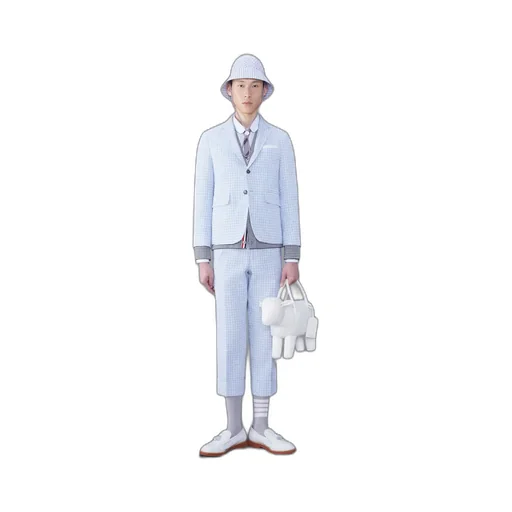 Check-Pattern Single-Breasted Blazer