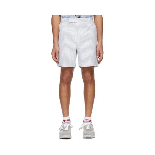 Logo Tag Striped Seersucker Shorts