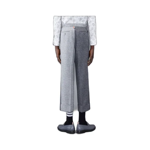 Mid-Rise Two-Toned Wide-Leg Trousers