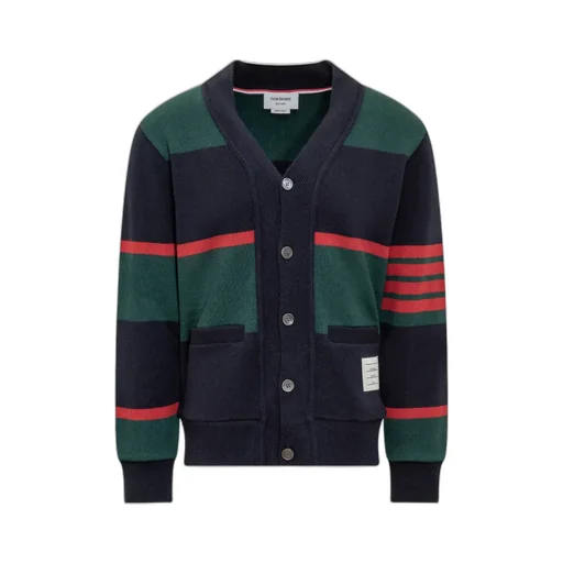 4-Bar Striped Knitted Cardigan