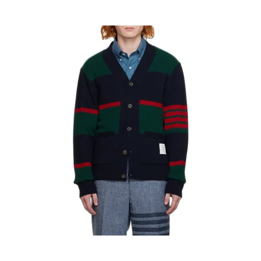 4-Bar Striped Knitted Cardigan