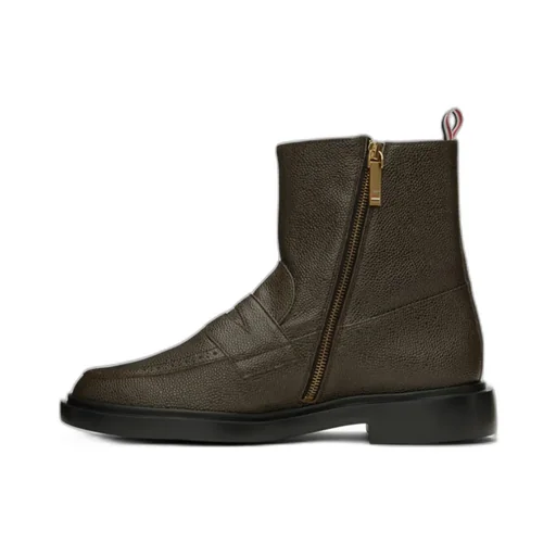 Penny-Loafer Leather Ankle Boots