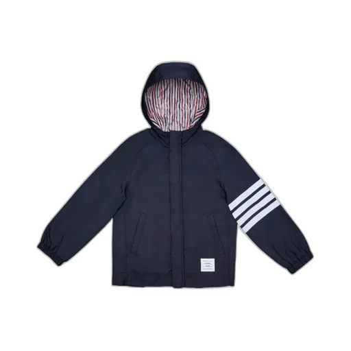 4-Bar Stripe Zipped Hooded Jacket