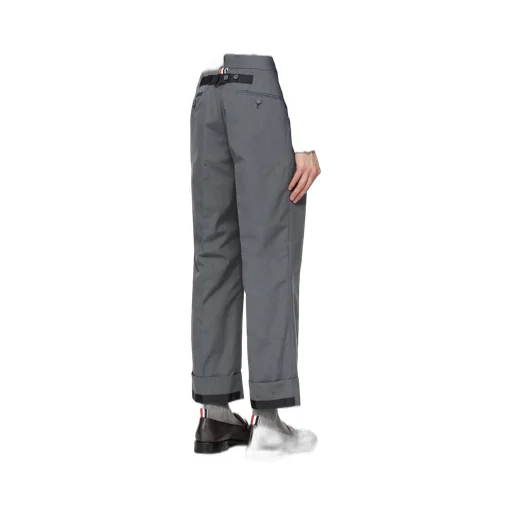 Straight Leg Turn-Up Hem Trousers