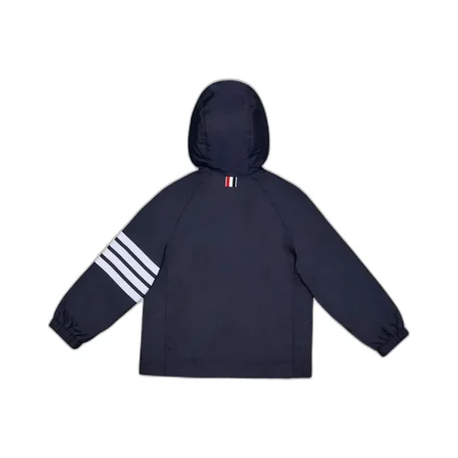 4-Bar Stripe Zipped Hooded Jacket