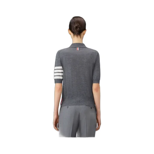 4-Bar Button Detailed Short-Sleeved Polo Shirt