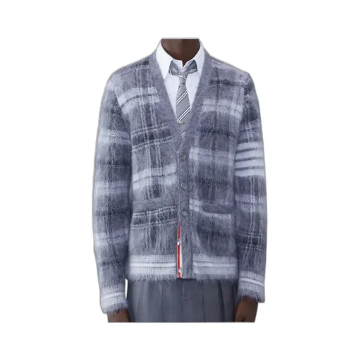 Textured Tartan Pattern Cardigan