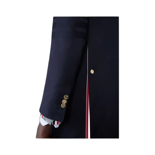 Stripe-Detail Single-Breasted Coat