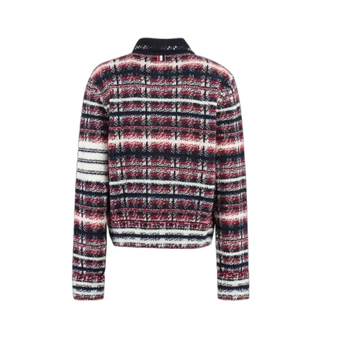 Check-Printed 4-Bar Buttoned Jacket