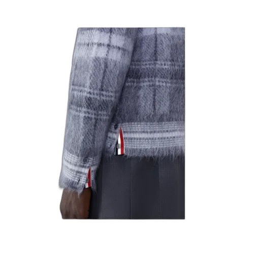 Textured Tartan Pattern Cardigan