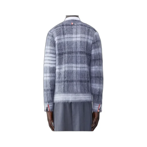 Textured Tartan Pattern Cardigan