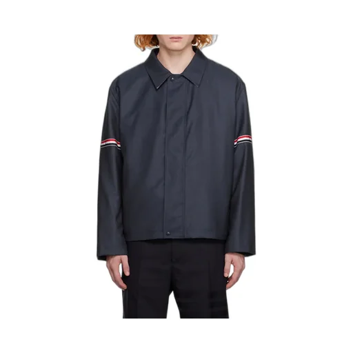 Signature-Stripe Detailed Long-Sleeved Shirt Jacket