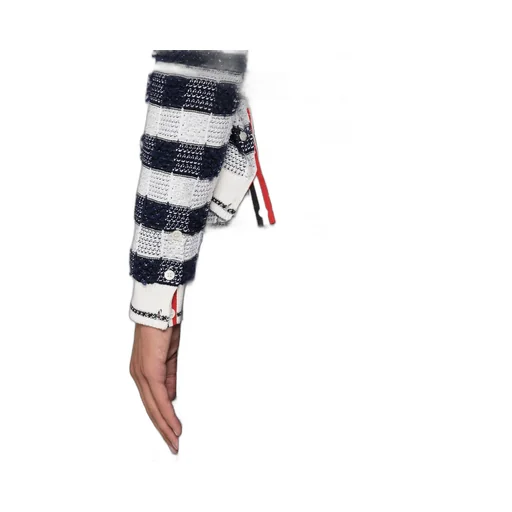 4-Bar Stripe Gingham-Check Cardigan