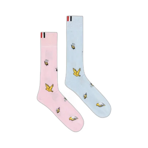 Birds And Bees Intarsia Mid-Calf Socks