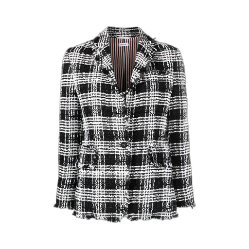 Check-Pattern Tweed Jacket