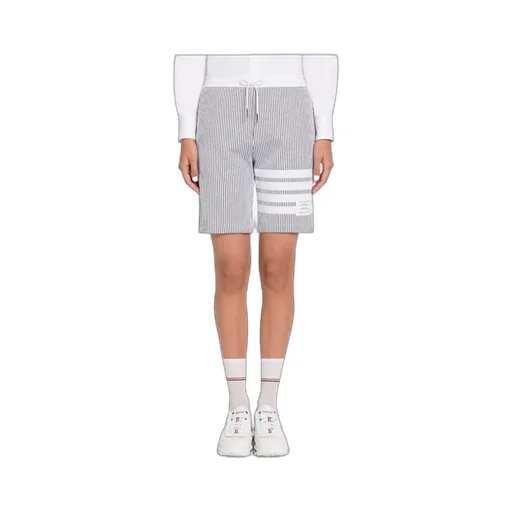 4-Bar Striped Seersucker Drawstring Shorts
