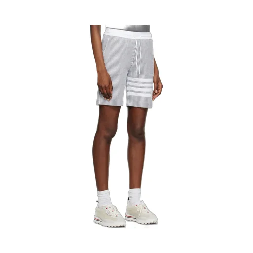 4-Bar Striped Seersucker Drawstring Shorts