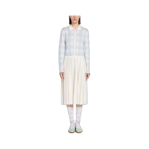 Checked Jacquard Wool Cardigan Dress