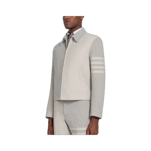 4-Bar Stripe Detailed Zipped Jacket