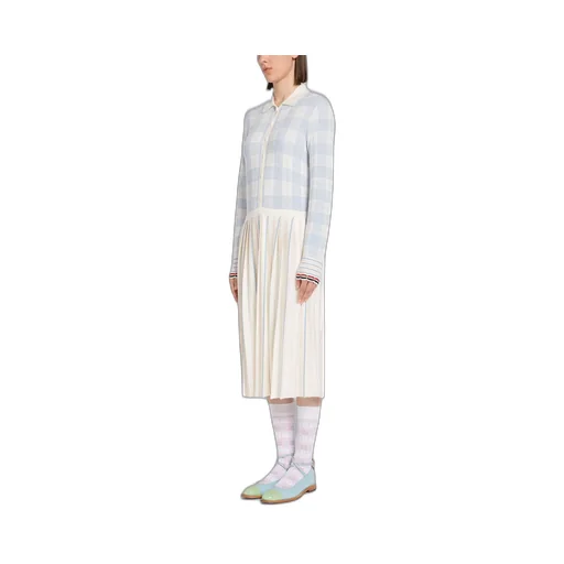 Checked Jacquard Wool Cardigan Dress